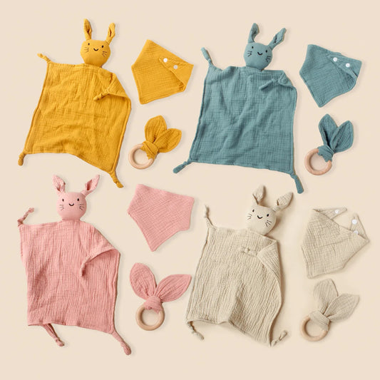 Muslin Baby Blanket with Bunny Design